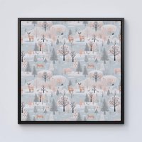 Warren Reed - Designer Whimsical Christmas Winter Wonderland Framed Canvas in Black | Size: w40 inch x h40 inch