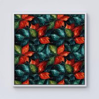 Warren Reed - Designer Christmas Watercolour Holly Leaf Framed Canvas in Off-White | Size: w10 inch x h10 inch