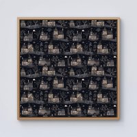 Warren Reed - Designer Spooky Haunted Houses Framed Canvas in Light Brown | Size: w10 inch x h10 inch