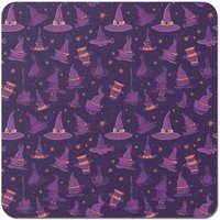 Warren Reed - Designer Witch Hats & Broomsticks Coasters - Set of 4 in Purple