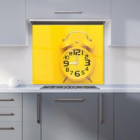 Warren Reed - Designer Yellow Alarm Clock Kitchen Splashback | Size: 700mm x 650mm