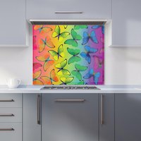 Warren Reed - Designer Multicoloured Butterfly Pattern Kitchen Splashback in Green | Size: 600mm x 600mm