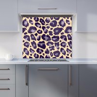 Warren Reed - Designer Leopard Print Kitchen Splashback in Purple | Size: 700mm x 750mm