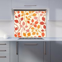 Warren Reed - Designer Colorful Autumn Leaves Kitchen Splashback in Red | Size: 600mm x 650mm