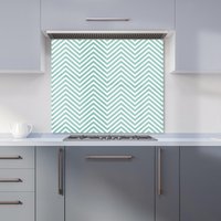 Warren Reed - Designer Geometric Chevron Pattern Kitchen Splashback in Green | Size: 700mm x 650mm