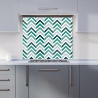 Warren Reed - Designer Geometric Multi Colored Chevron Pattern Kitchen Splashback in Green | Size: 600mm x 750mm