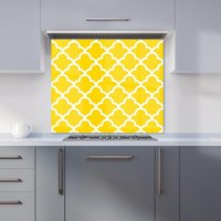 Warren Reed - Designer Geometric Yellow Quatrefoil Wave Kitchen Splashback | Size: 900mm x 750mm
