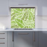 Warren Reed - Designer Green Leaf Pattern Kitchen Splashback | Size: 700mm x 750mm