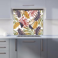 Warren Reed - Designer Hawaiian Style Jungle Leaves Kitchen Splashback in Brown | Size: 600mm x 600mm
