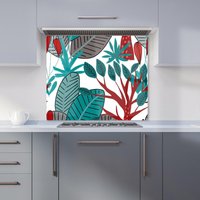 Warren Reed - Designer Jungle Exotic Summer Tropical Leaves Kitchen Splashback in Green | Size: 900mm x 650mm
