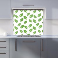 Warren Reed - Designer Leaves Pattern Kitchen Splashback in Green | Size: 600mm x 650mm