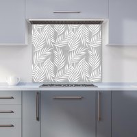 Warren Reed - Designer Palm Tree Leaves Kitchen Splashback in Grey | Size: 900mm x 750mm