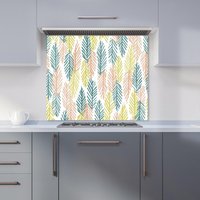 Warren Reed - Designer Scandinavian Style Foliage Kitchen Splashback in Green | Size: 600mm x 650mm