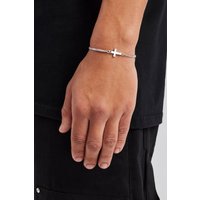 Polished Drop Cross Cuban Bracelet 5mm Metallic inches