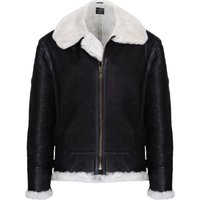 Infinity Leather Men's Pilot B3 Flying Shearling Sheepskin WWII Bomber Aviator Jacket in Dark Brown | Size: Medium