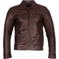 Infinity Leather Men's Retro Nappa Leather Biker Jacket in Brown | Size: XS