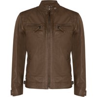 Infinity Leather Men's Leather Rock Racing Quilted Biker Jacket in Brown | Size: 2XL
