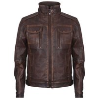 Infinity Leather Men's Leather Biker Distressed Motorcycle Jacket in Brown | Size: 3XL