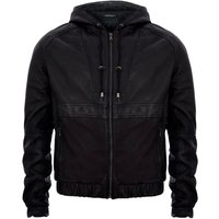 Zipped Hooded Bomber Biker Jacket