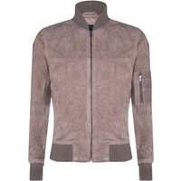 Infinity Leather Men's Suede Trucker Shirt Denim Leather Jacket in Beige | Size: Large