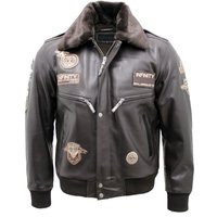 Cow Hide Detachable Collar Flight Bomber Jacket