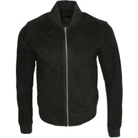 Infinity Leather Men's Varsity Soft Suede Leather Bomber Jacket in Black | Size: Small