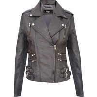 Infinity Leather Women's Leather Brando Biker Jacket-Loddon in Grey | Size: 14