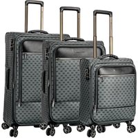 Infinity Leather Expandable Travel Luggage Strong Soft Shell Suitcases in Grey | Size: Small