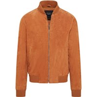 Infinity Leather Men's Soft Goat Suede MA-1 Varsity Bomber Jacket - Dalian in Tan | Size: Large