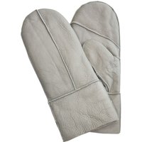 Infinity Leather Genuine Real Sheepskin Leather Mittens Warm Gloves in Grey | Size: Large