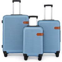 Infinity Leather Hardshell Cabin Suitcase Set Robust ABS Lightweight Luggage Holiday Bag in Blue