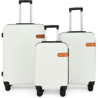 Infinity Leather Hardshell Suitcases Robust ABS Lightweight Luggage Holiday Bag in Cream | Size: Large