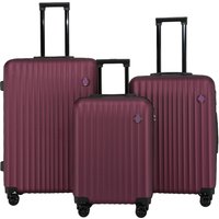 Infinity Leather Hard Shell ABS Suitcase Set 8 Wheel Travel Case Holiday Bags in Burgundy