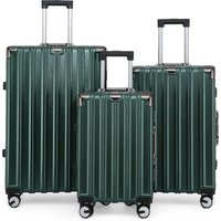 Infinity Leather Hardshell Suitcase Robust 8 Wheel Luggage Cabin Case Bag in Emerald | Size: Small