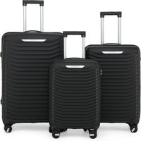 Infinity Leather Hard Shell Classic Suitcase 8 Wheel Cabin TSA Luggage Case Holiday Travel in Black | Size: Medium