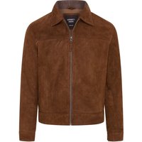 Infinity Leather Men's Retro Classic Suede Leather Harrington Biker Jacket - Bryne in Brown | Size: Medium