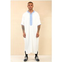 Arabic Thobes Men's Moroccan Thobe Djellaba Jubba Robe Eid in White | Size: 60L