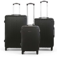 Infinity Leather Hard Shell ABS 8 Wheels Luggage Travel Cabin Suitcase in Black | Size: Small