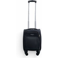 Infinity Leather Soft Shell Lightweight Nylon 4 Wheel Underseat Cabin Case Holiday Suitcase in Black | Size: XS