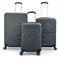 Infinity Leather Robust ABS Hard Shell 8 Wheels Luggage Travel Suitcase in Black | Size: Medium