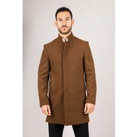 Stand Collar Wool Blend Overcoat 38R