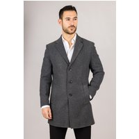 Notched Lapel Collar Wool Blend Overcoat 46R