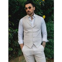 Summer 2 Piece Suit Linen Formal Waistcoat Trousers 50R
