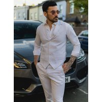 Summer 2 Piece Suit Linen Formal Waistcoat Trousers 42R