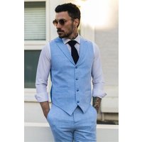 Summer 2 Piece Suit Linen Formal Waistcoat Trousers 52R