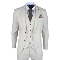 3 Piece Linen Formal Summer Wedding Suit 44R