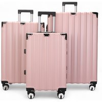 Infinity Leather Hardshell Suitcase Robust 8 Wheel Luggage Cabin Case Bag in Pink | Size: Small
