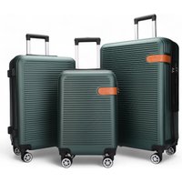 Infinity Leather Hardshell Cabin Suitcase Robust ABS Lightweight Luggage Holiday Bag in Green | Size: Medium