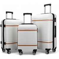 Infinity Leather Hardshell Cabin Suitcase Robust ABS Lightweight Luggage Holiday Bag in Beige | Size: Medium