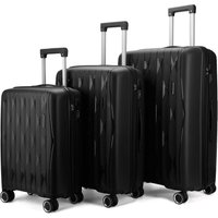Infinity Leather Hard Shell Strong Suitcase 8 Wheel Cabin TSA Luggage Case Holiday Travel in Black | Size: Small